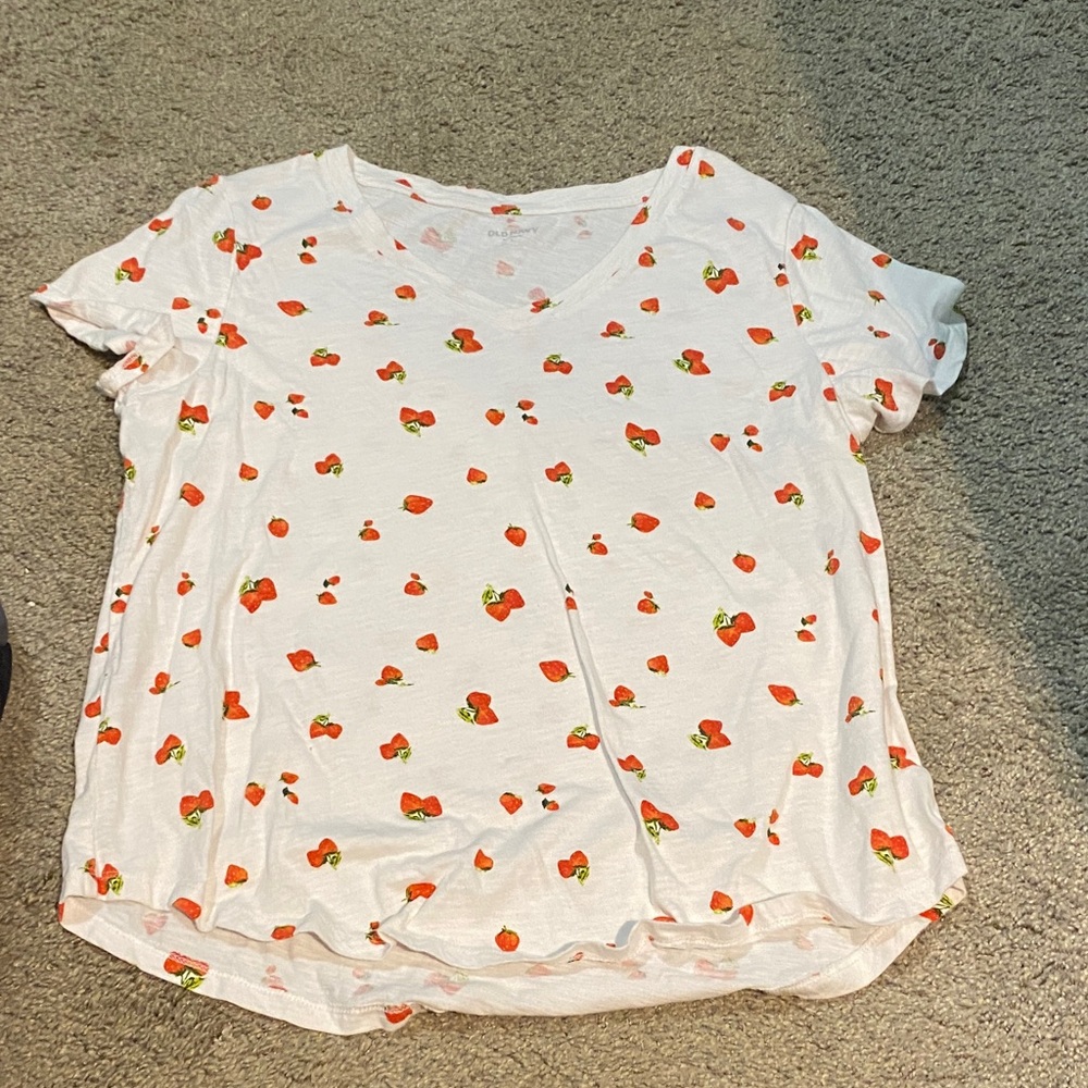 Old Navy White Tee with Strawberry Design